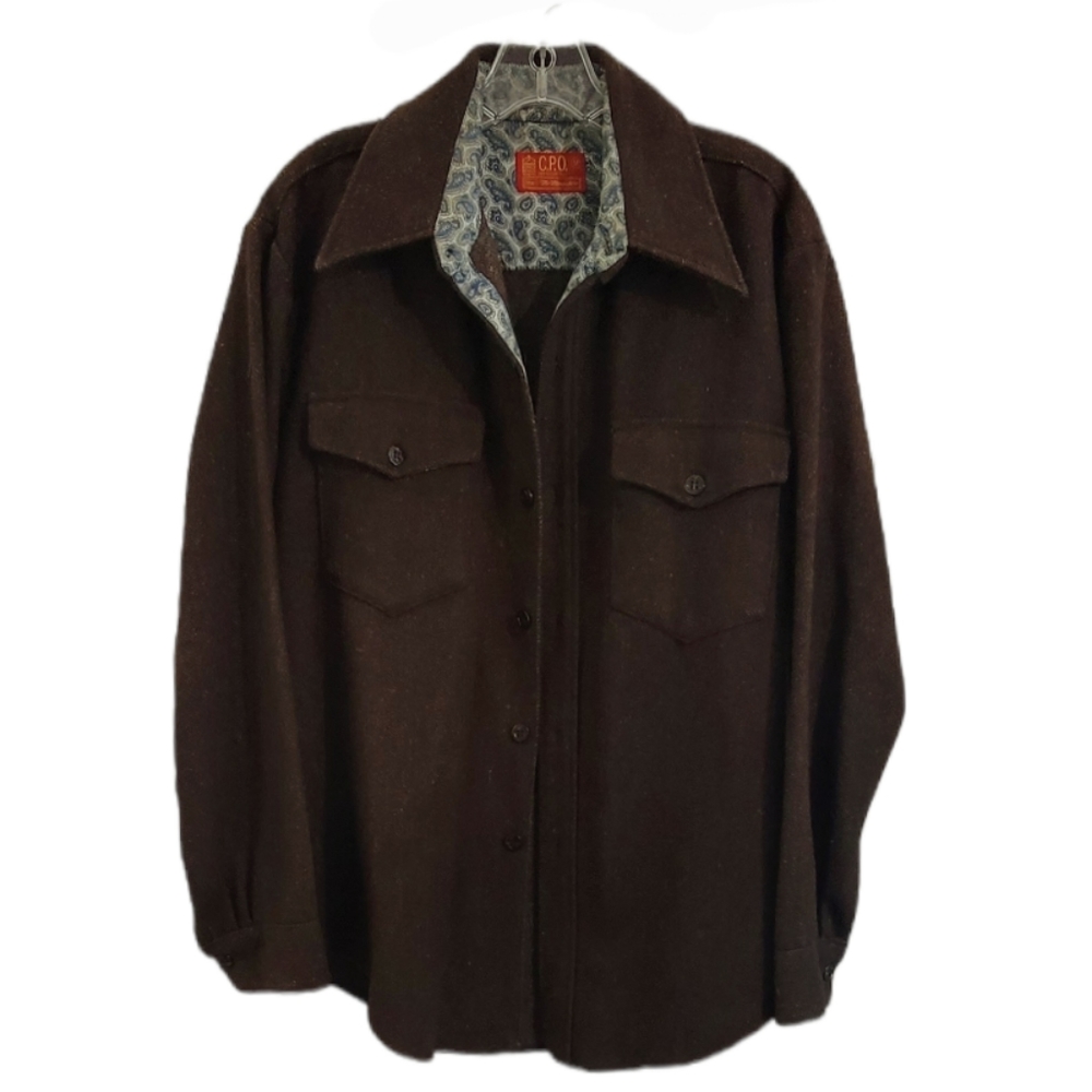 C.P.O. Kings Road Button Front Brown Wool Shacket Shirt Jacket Size M‎
